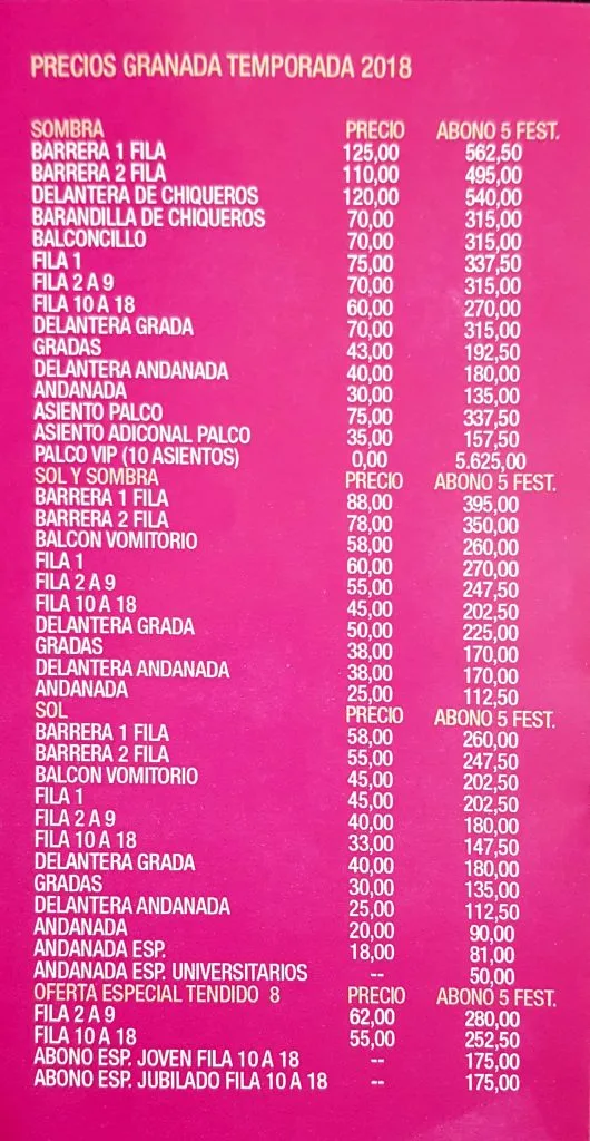 Precios entradas Corpus 2018 Granada